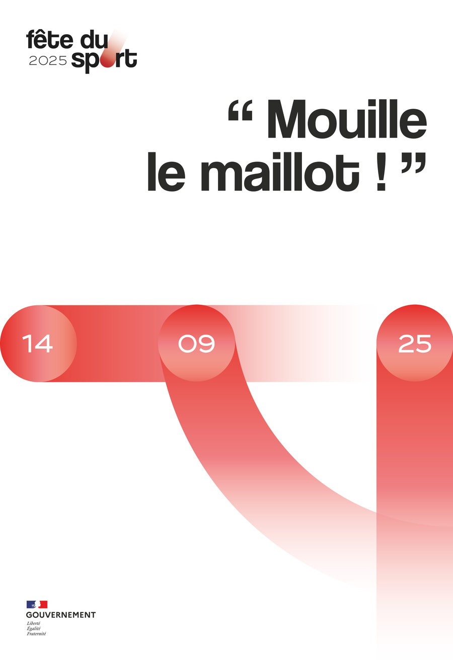 L’affiche « Mouille le maillot ! » : des formes rouges qui se croisent