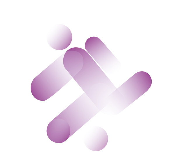 Pictogramme : des formes violettes croisées