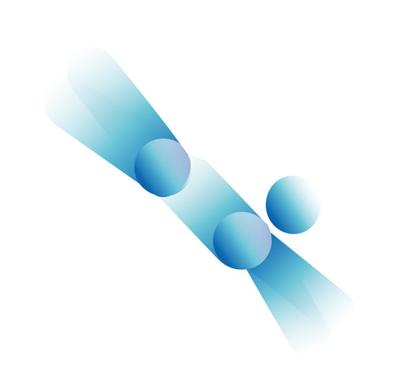 Pictogramme : des formes bleues en diagonale