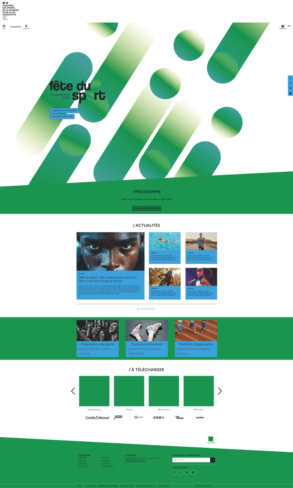 La page d’accueil du site Fête du sport, en entier