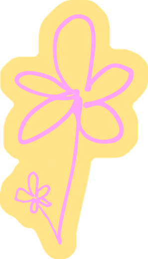 Autocollant : une fleur rose sur fond jaune