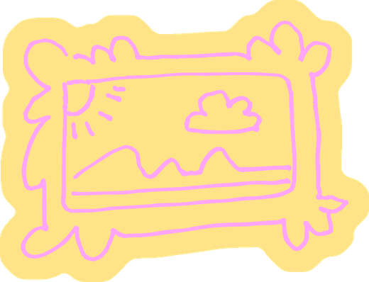 Autocollant : un tableau dessiné en rose sur fond jaune