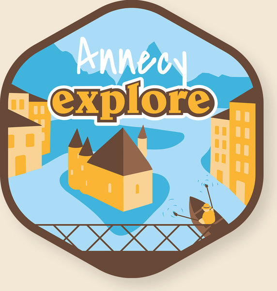 Badge « Annecy explore » : le château sur le lac