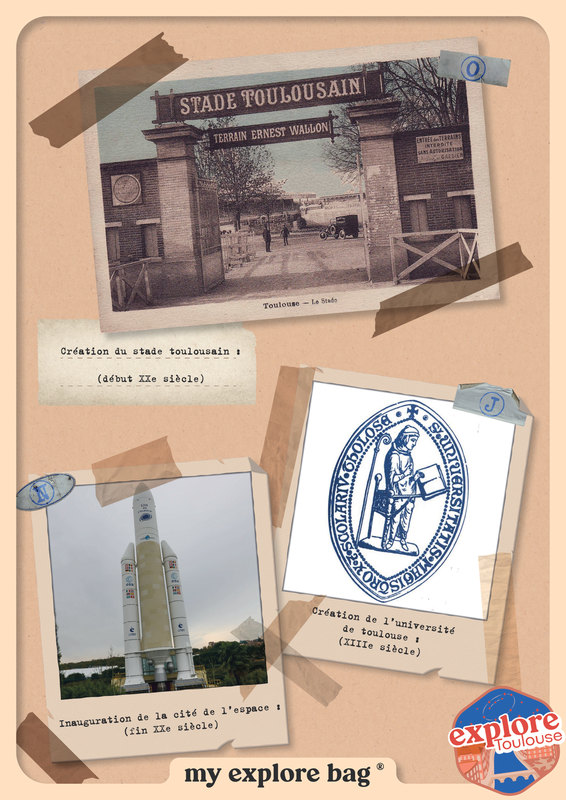 Fiche de polaroïds : Stade toulousain, université, cité de l’espace